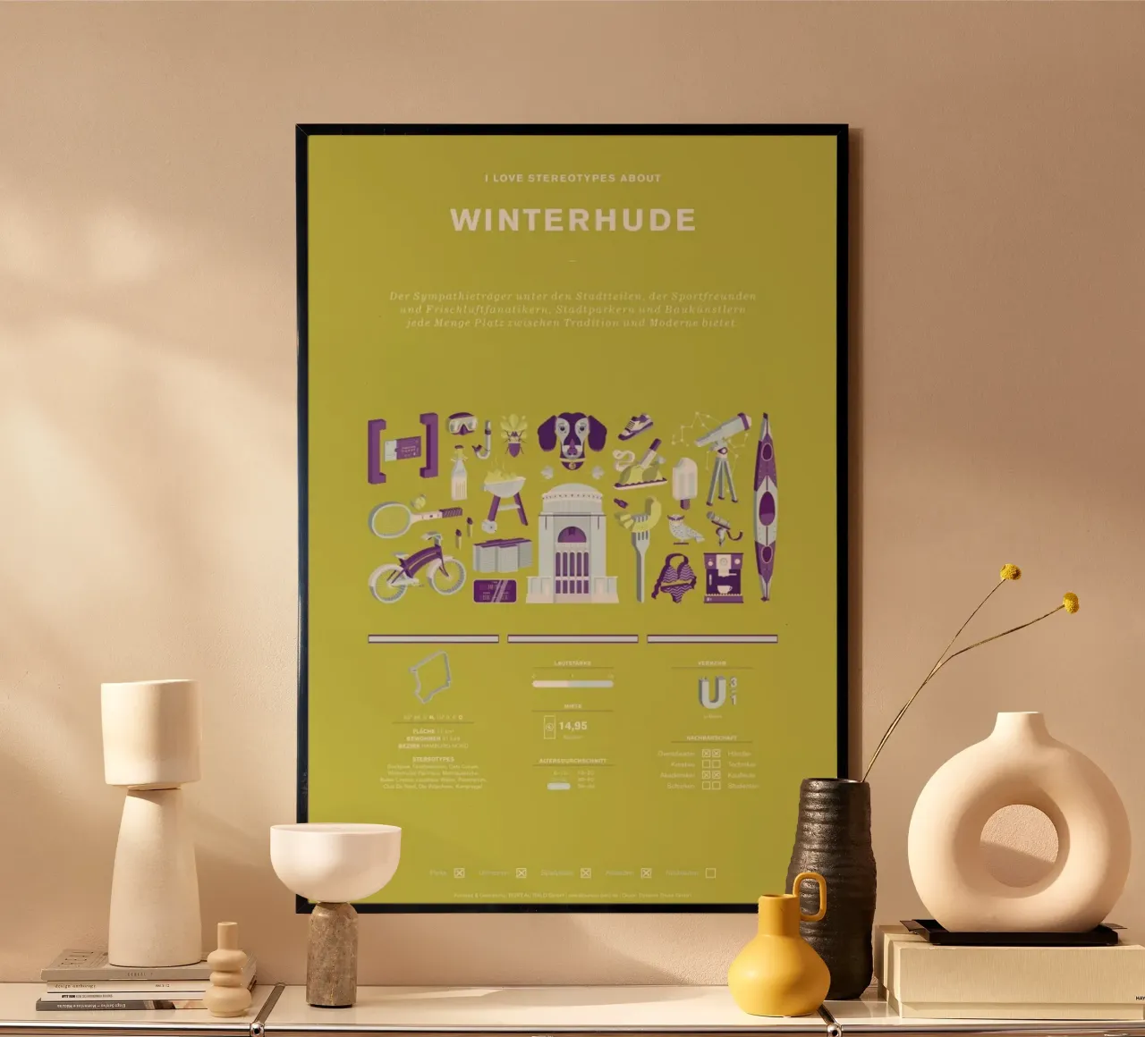 Winterhude 2 poster con telaio in legno da Bureau Bald GmbH