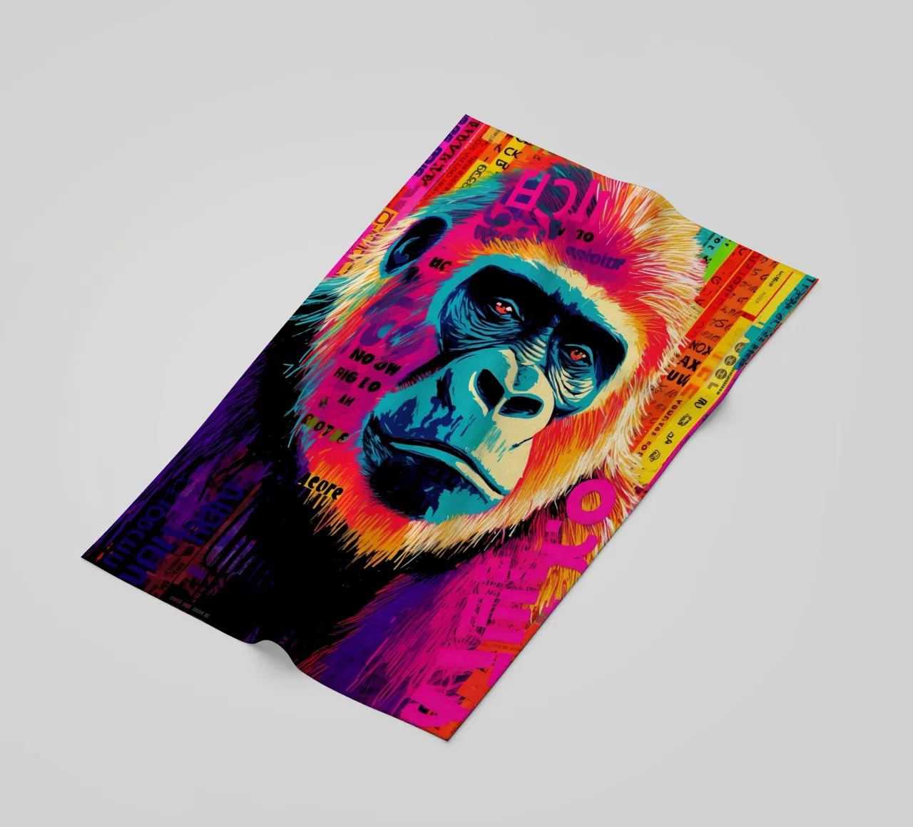 Ritratto di gorilla Pop Art telo mare da Autofocus