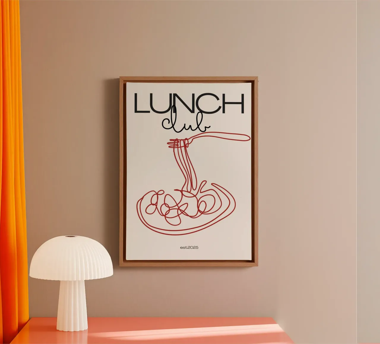 Lunch Club Print – Playful, Retro & Deliciously Fun tela con Cornice a cassetta da PrintCessStudio