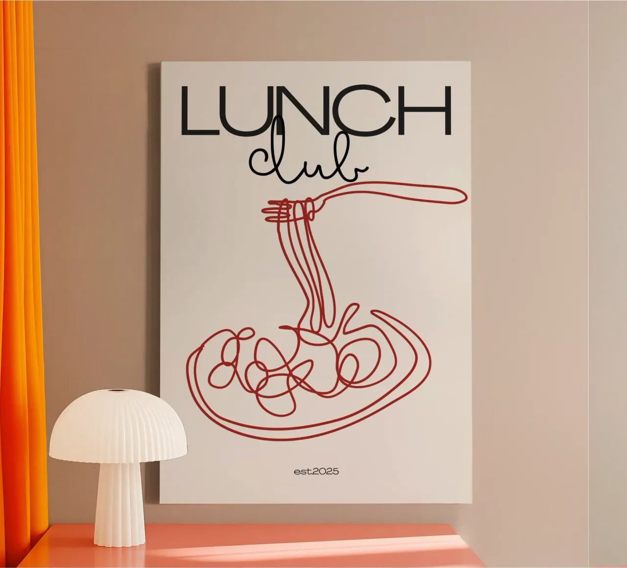 Lunch Club Print – Playful, Retro & Deliciously Fun tela con Cornice a cassetta da PrintCessStudio