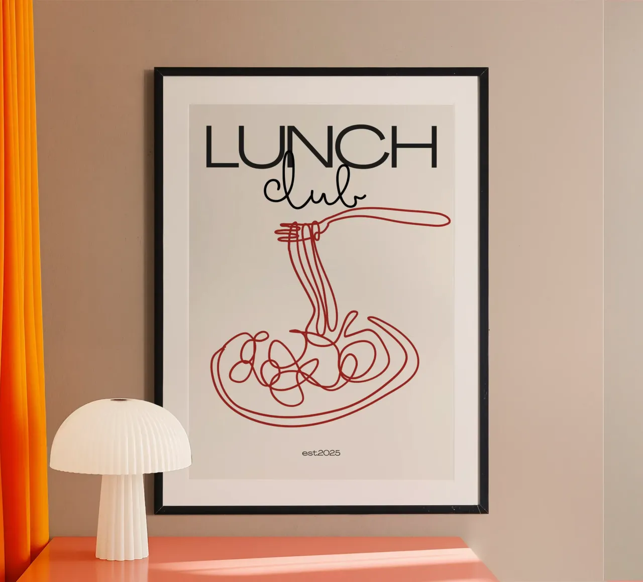 Lunch Club Print – Playful, Retro & Deliciously Fun poster con telaio in plastica da PrintCessStudio