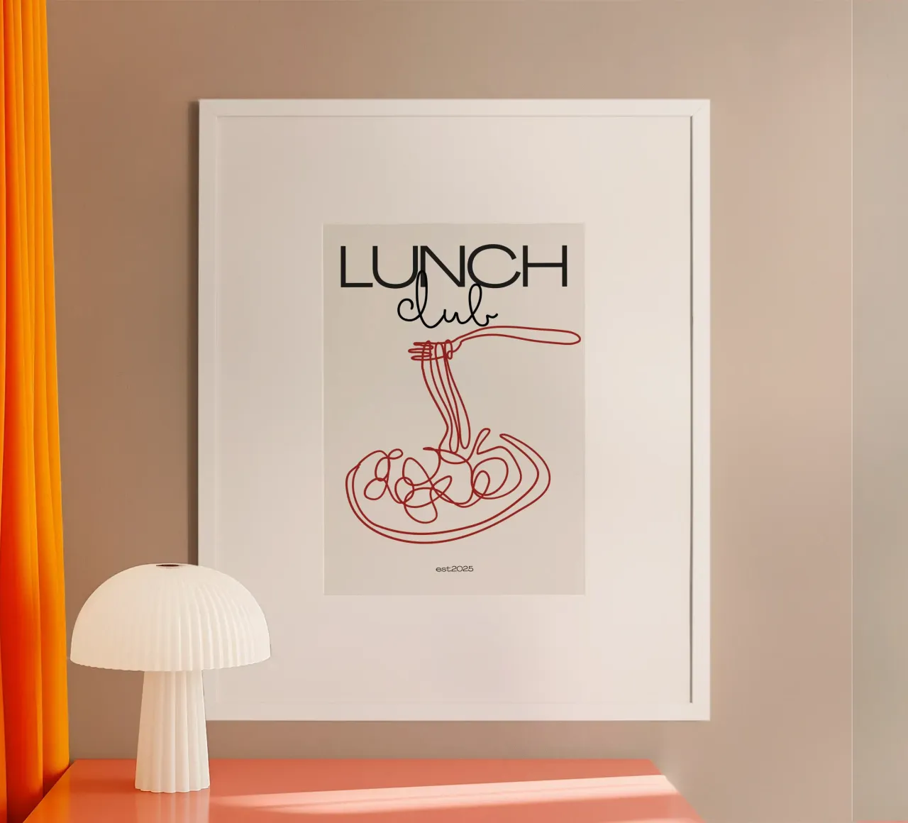 Lunch Club Print – Playful, Retro & Deliciously Fun poster con telaio in plastica da PrintCessStudio