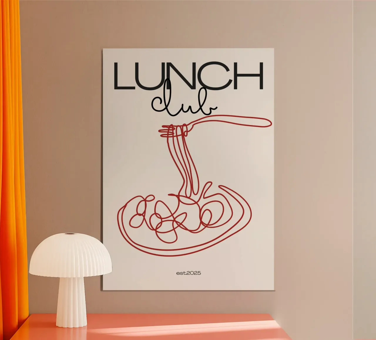 Lunch Club Print – Playful, Retro & Deliciously Fun poster con telaio in plastica da PrintCessStudio
