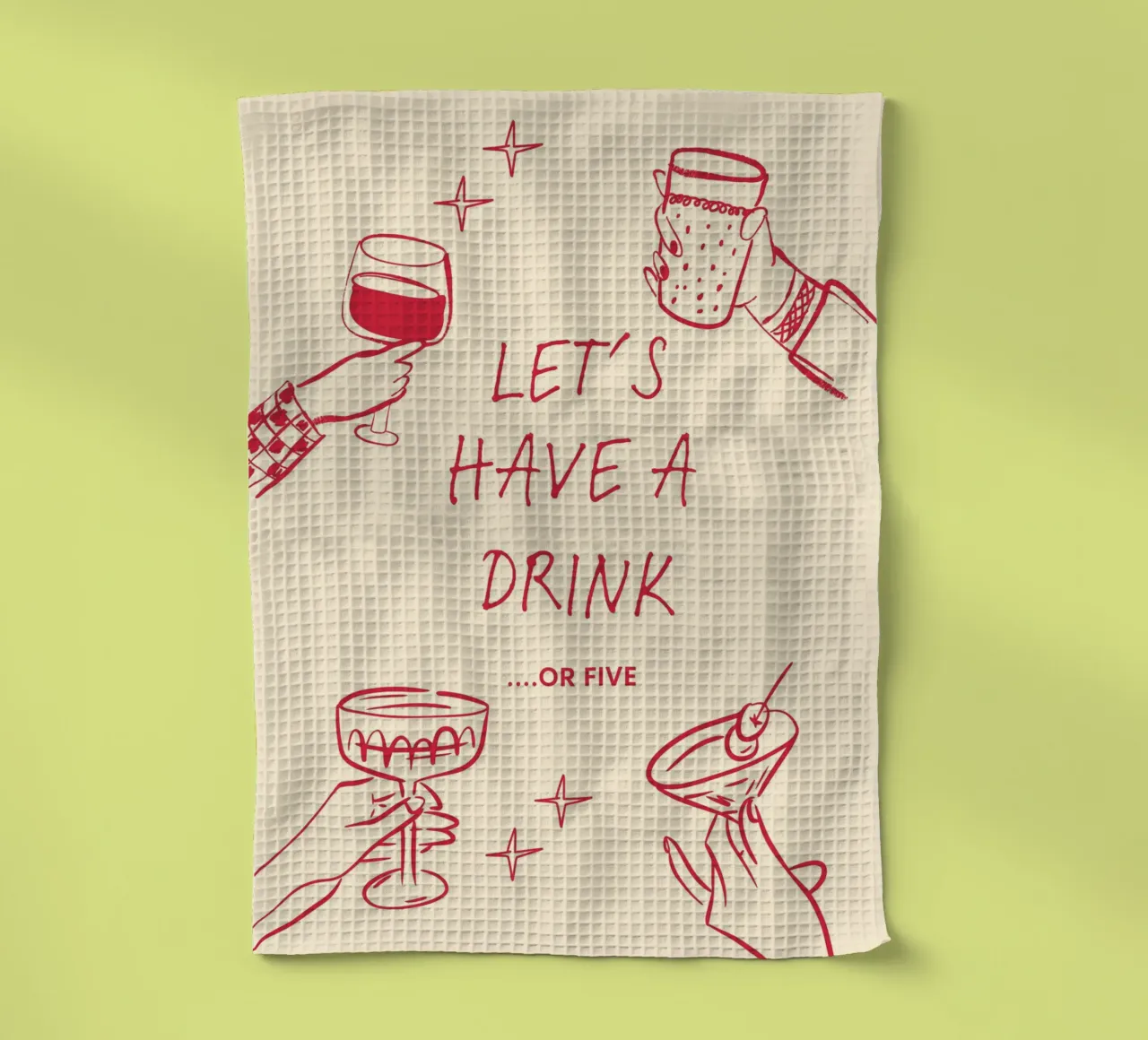 Let’s Have a Drink or Five – Fun, Bold, & Party-Ready Print canovaccio da cucina da PrintCessStudio