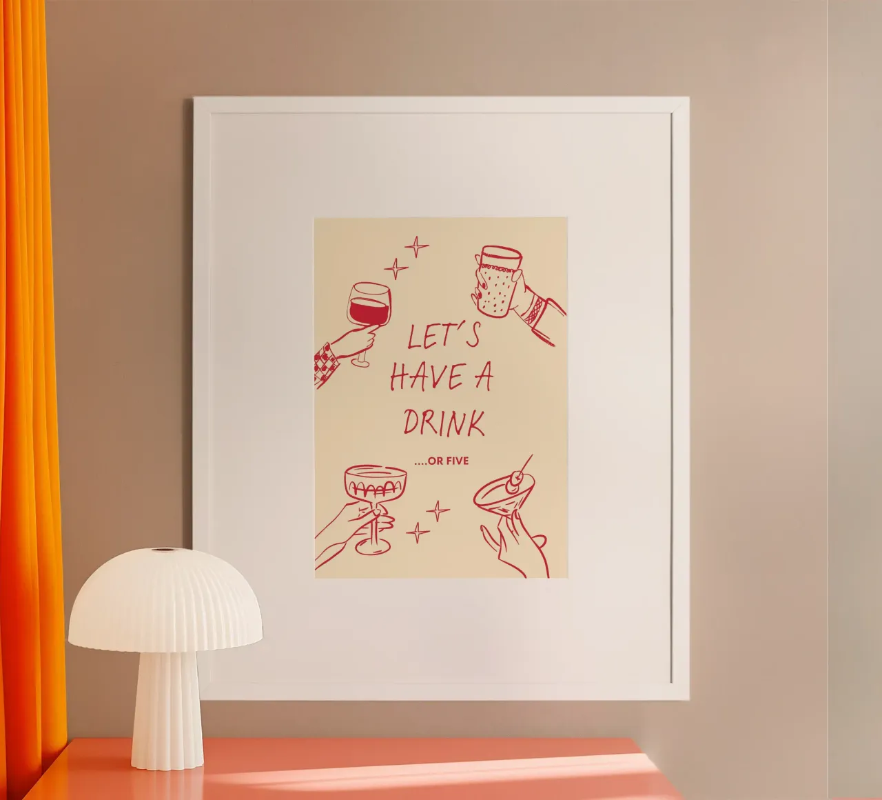 Let’s Have a Drink or Five – Fun, Bold, & Party-Ready Print carta hahnemühle da PrintCessStudio