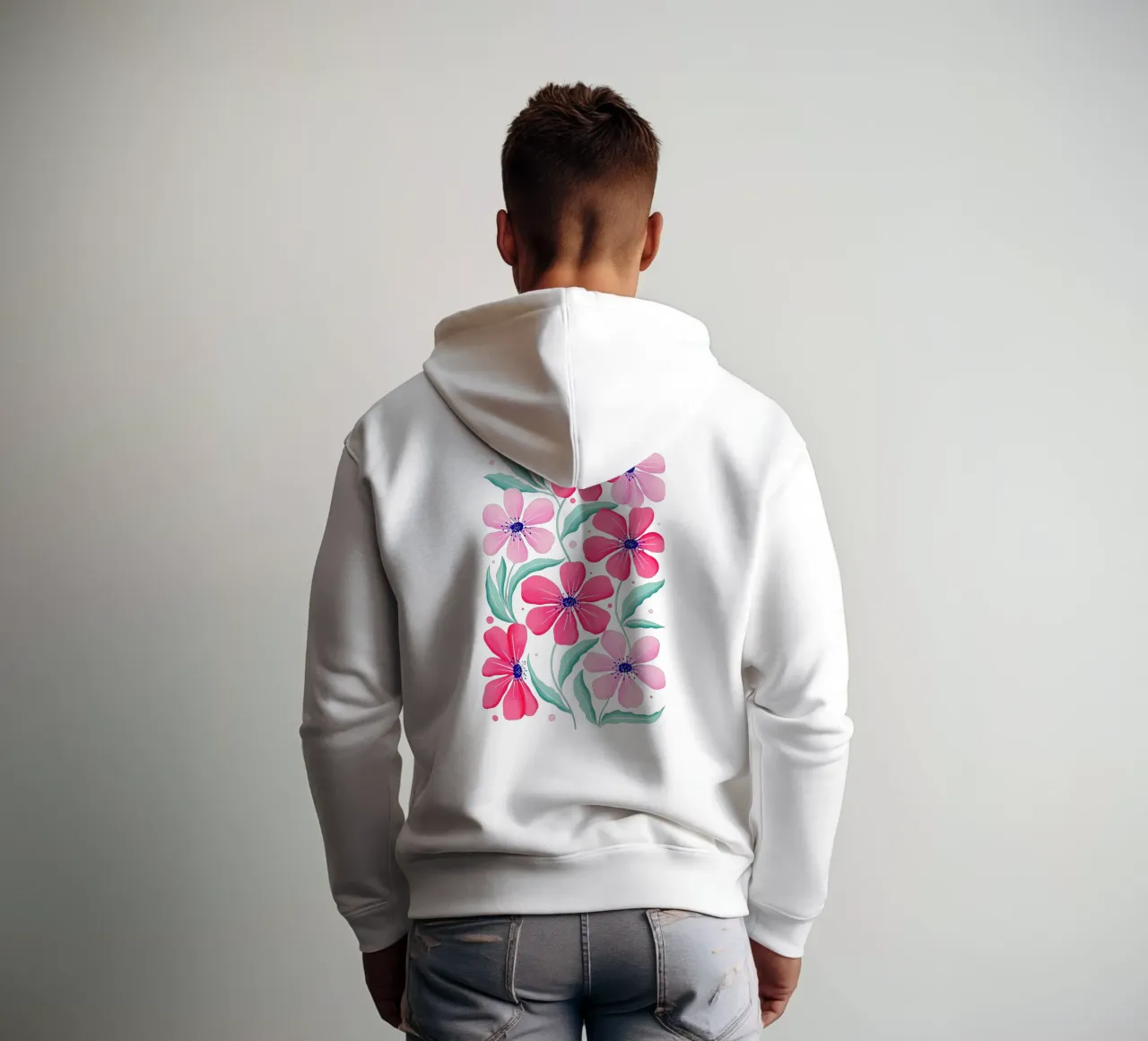 Arte botanica in rosa e verde menta. Motivo. Stato d'animo felice. felpa con cappuccio da CalliLetters
