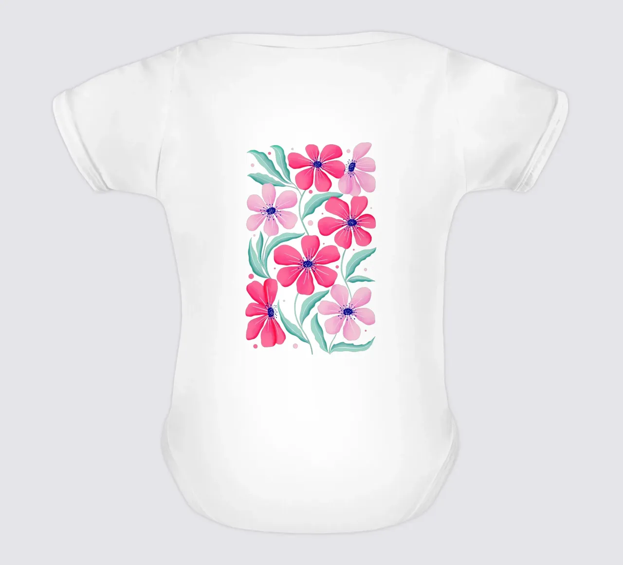 Arte botanica in rosa e verde menta. Motivo. Stato d'animo felice. body neonato maniche corte da CalliLetters