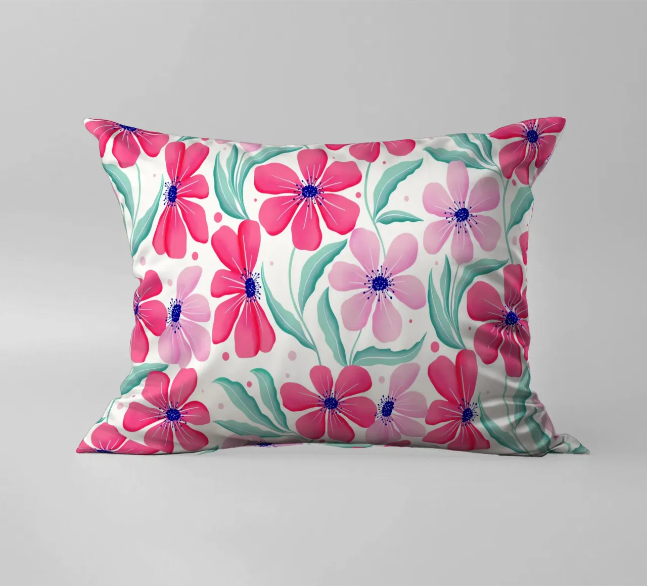 Arte botanica in rosa e verde menta. Motivo. Stato d'animo felice. cuscino da CalliLetters