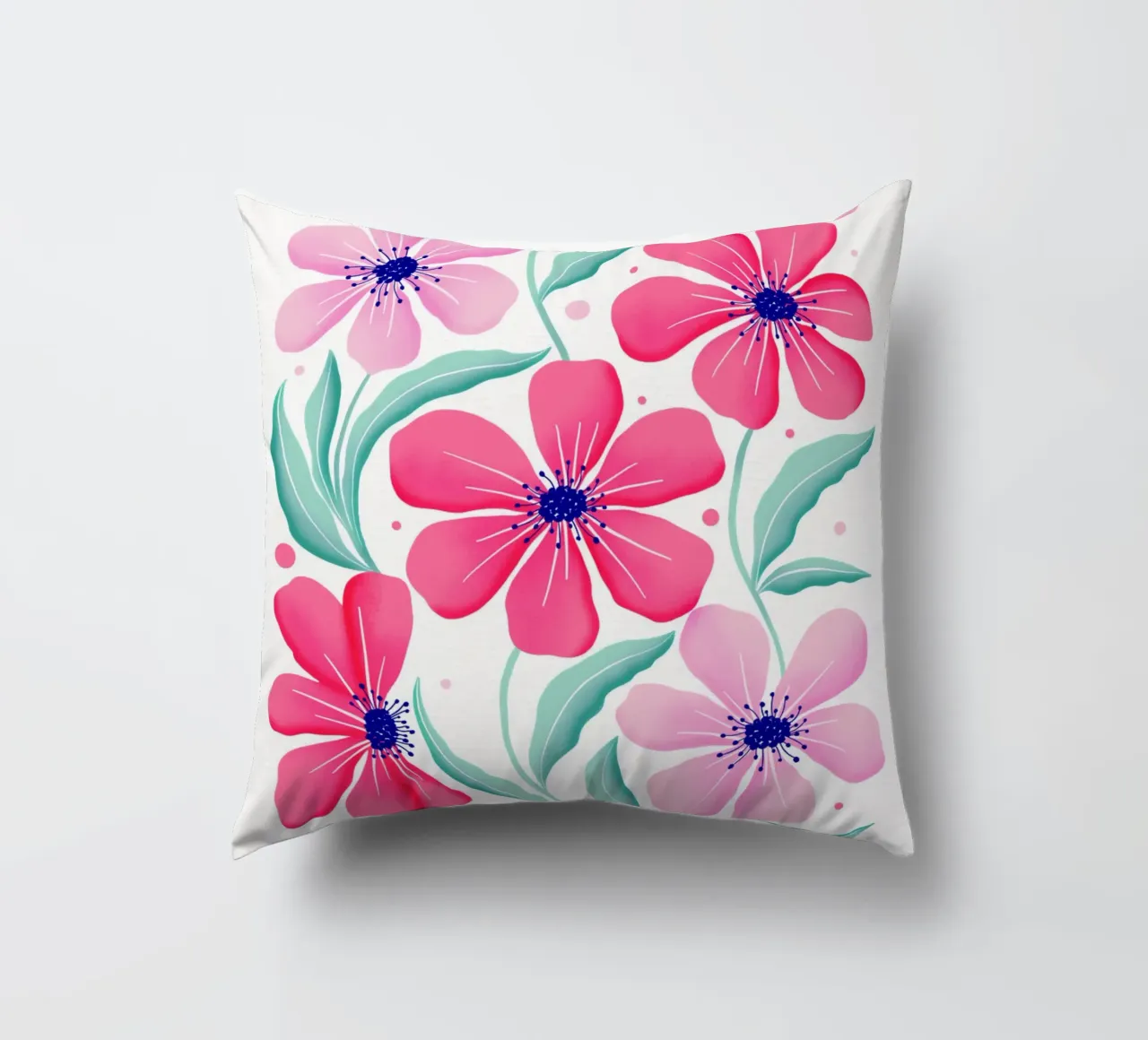 Arte botanica in rosa e verde menta. Motivo. Stato d'animo felice. cuscino da CalliLetters