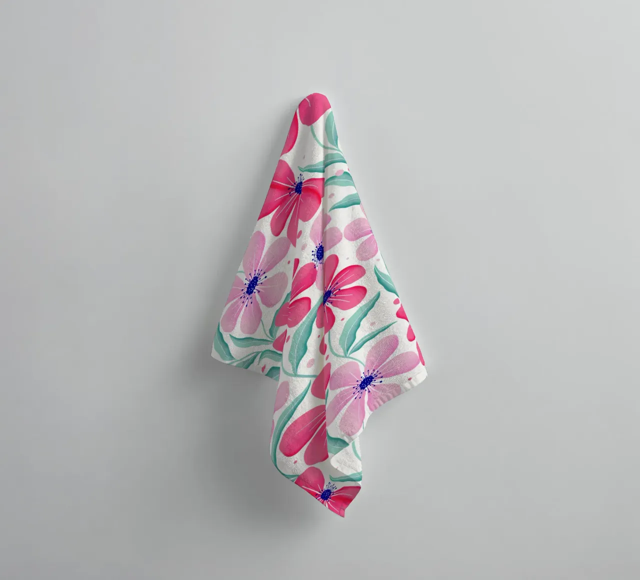 Botanical Art in Pink and Mint Green. Pattern. Happy Mood. towel by CalliLetters