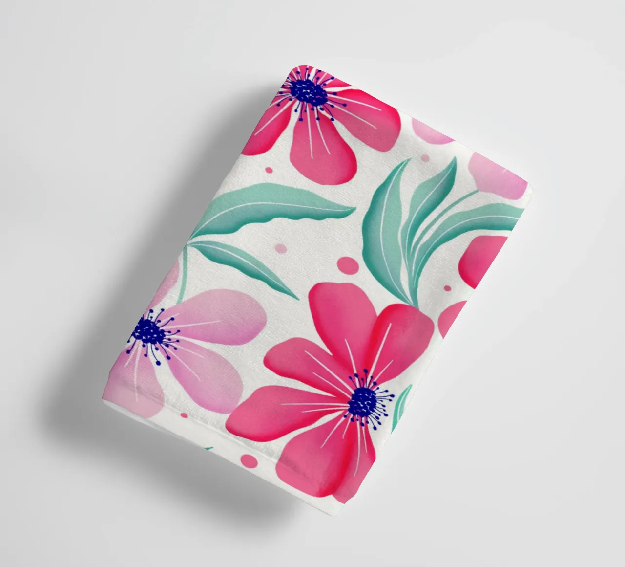 Botanical Art in Pink and Mint Green. Pattern. Happy Mood. towel by CalliLetters
