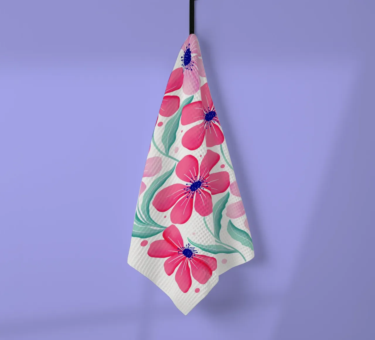 Arte botanica in rosa e verde menta. Motivo. Stato d'animo felice. canovaccio da cucina da CalliLetters