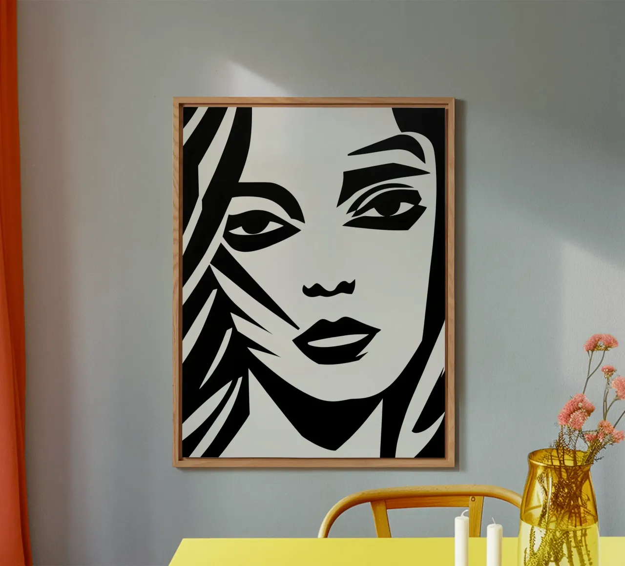 Se vuoi | Ritratto di donna in stile linoleografico alluminio dibond da Autofocus
