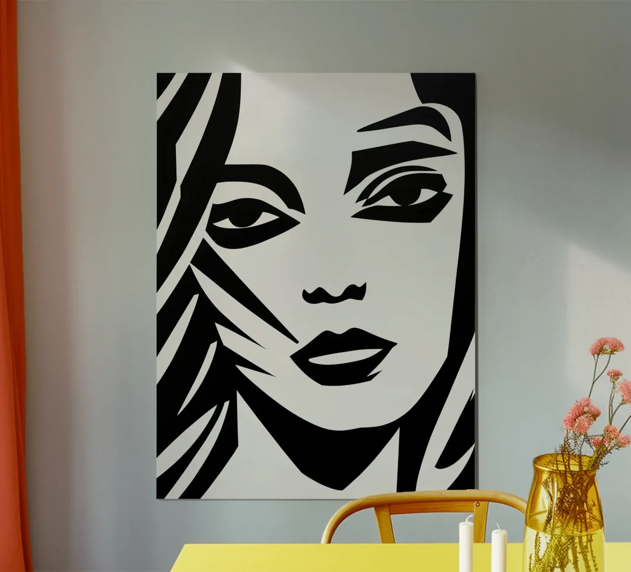 Se vuoi | Ritratto di donna in stile linoleografico carta hahnemühle da Autofocus