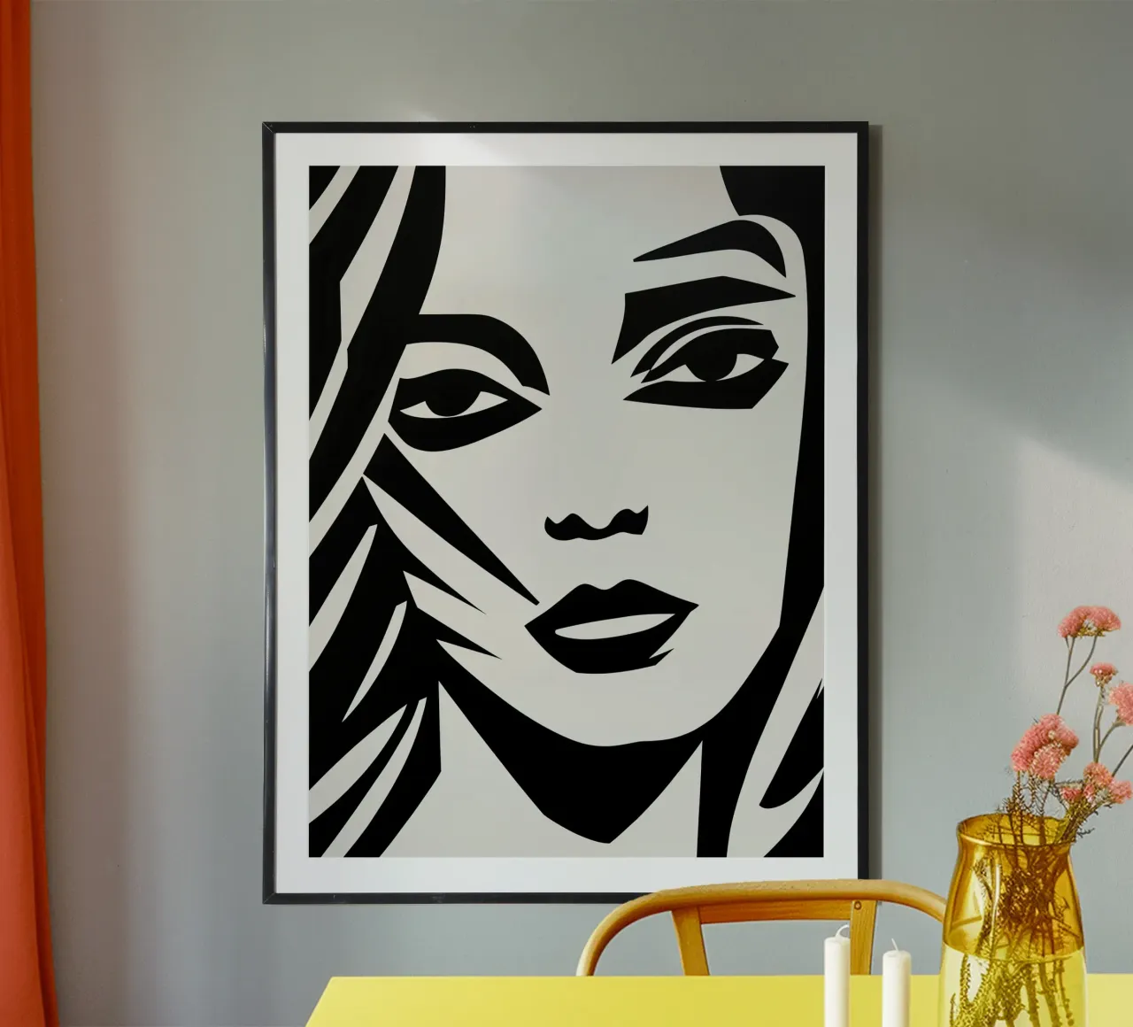 Se vuoi | Ritratto di donna in stile linoleografico carta hahnemühle da Autofocus