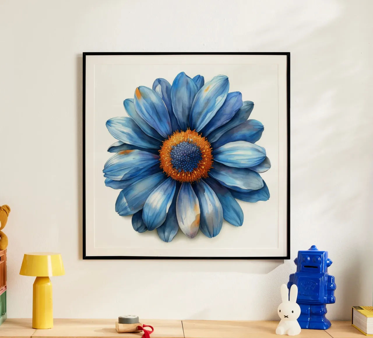 Fiore di margherita dipinto 3 poster con telaio in legno da Bold Blooms