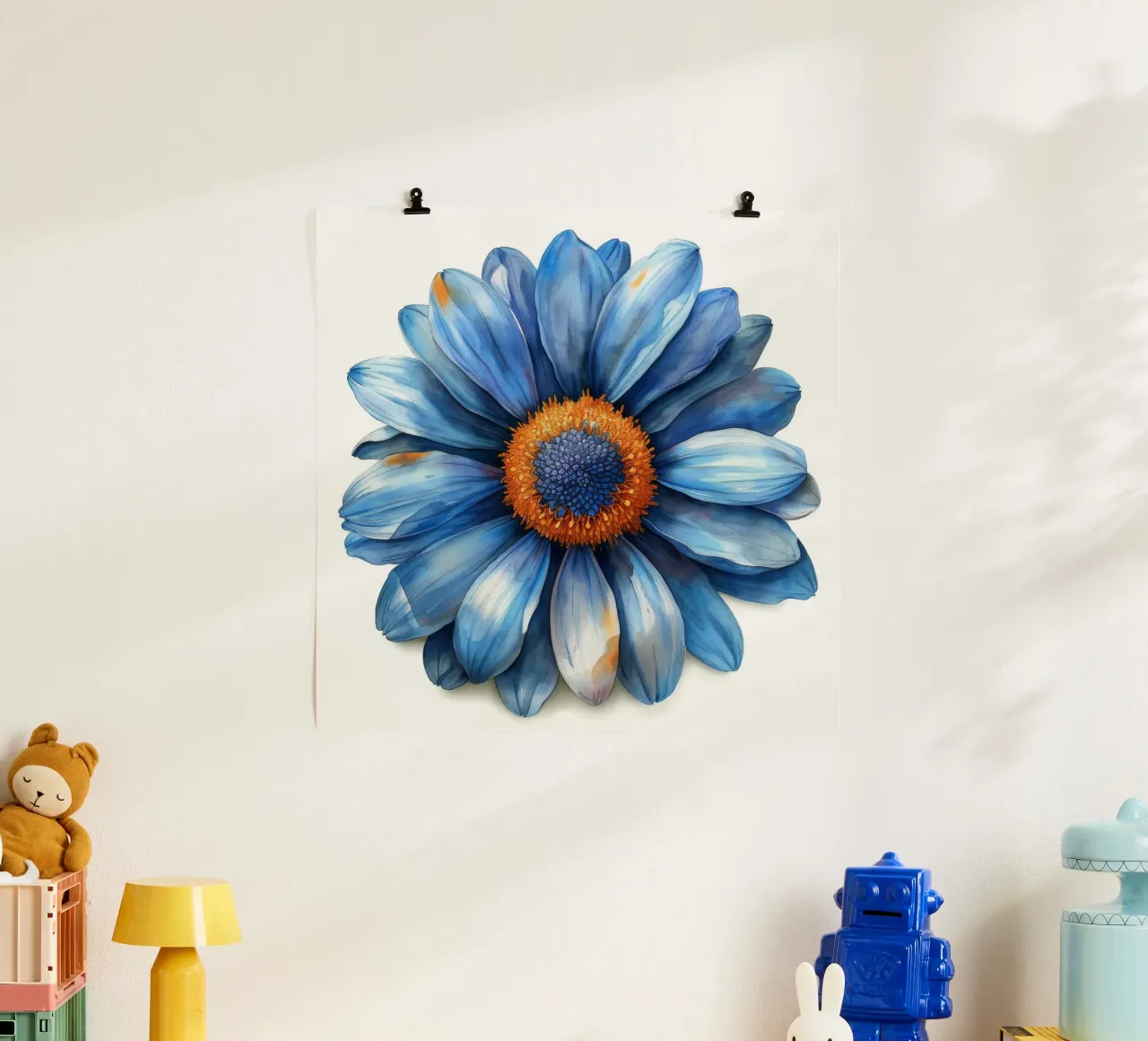Fiore di margherita dipinto 3 poster con telaio in legno da Bold Blooms