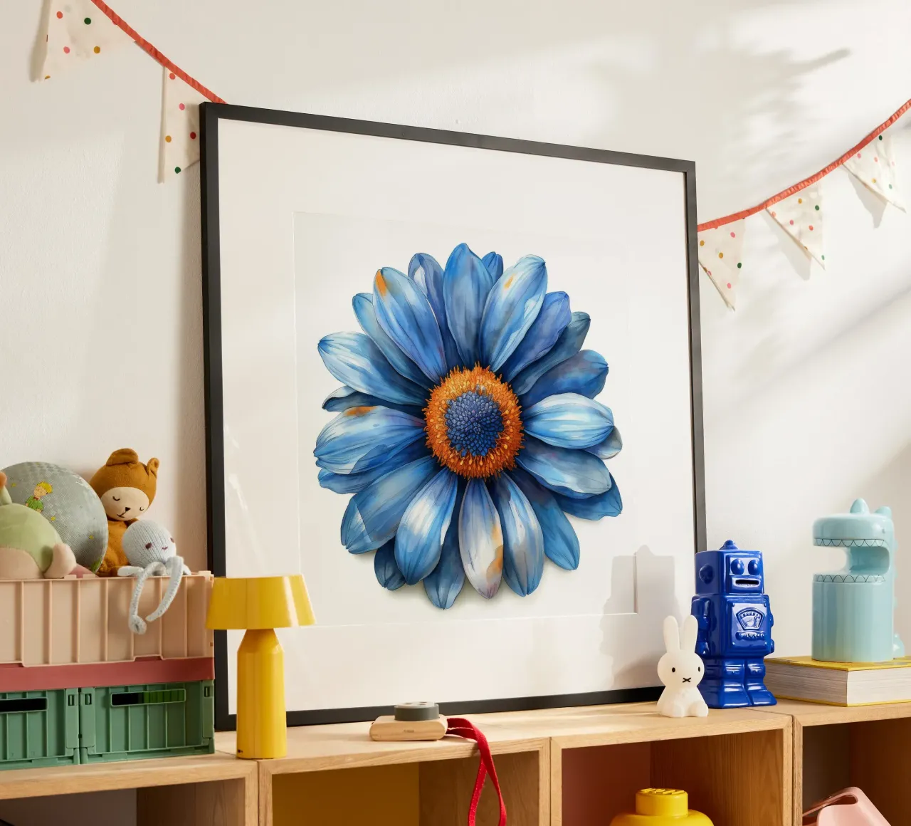 Fiore di margherita dipinto 3 poster con telaio in legno da Bold Blooms