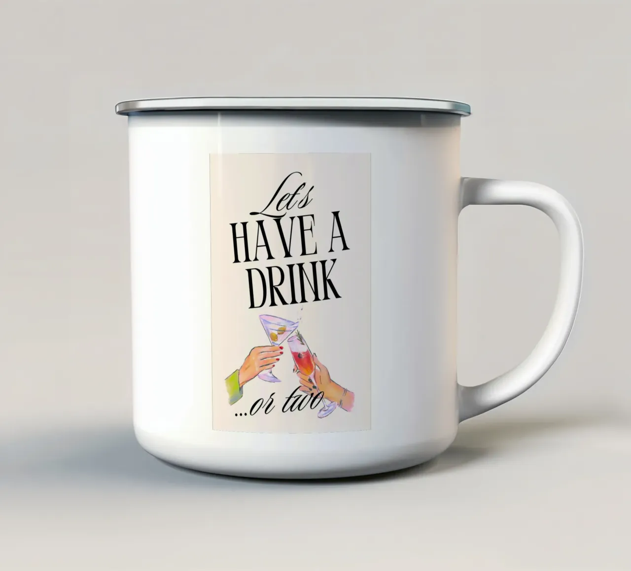 Let's Have a Drink... or Two Print – Playful, Cheerful & Fun emaille mok van PrintCessStudio