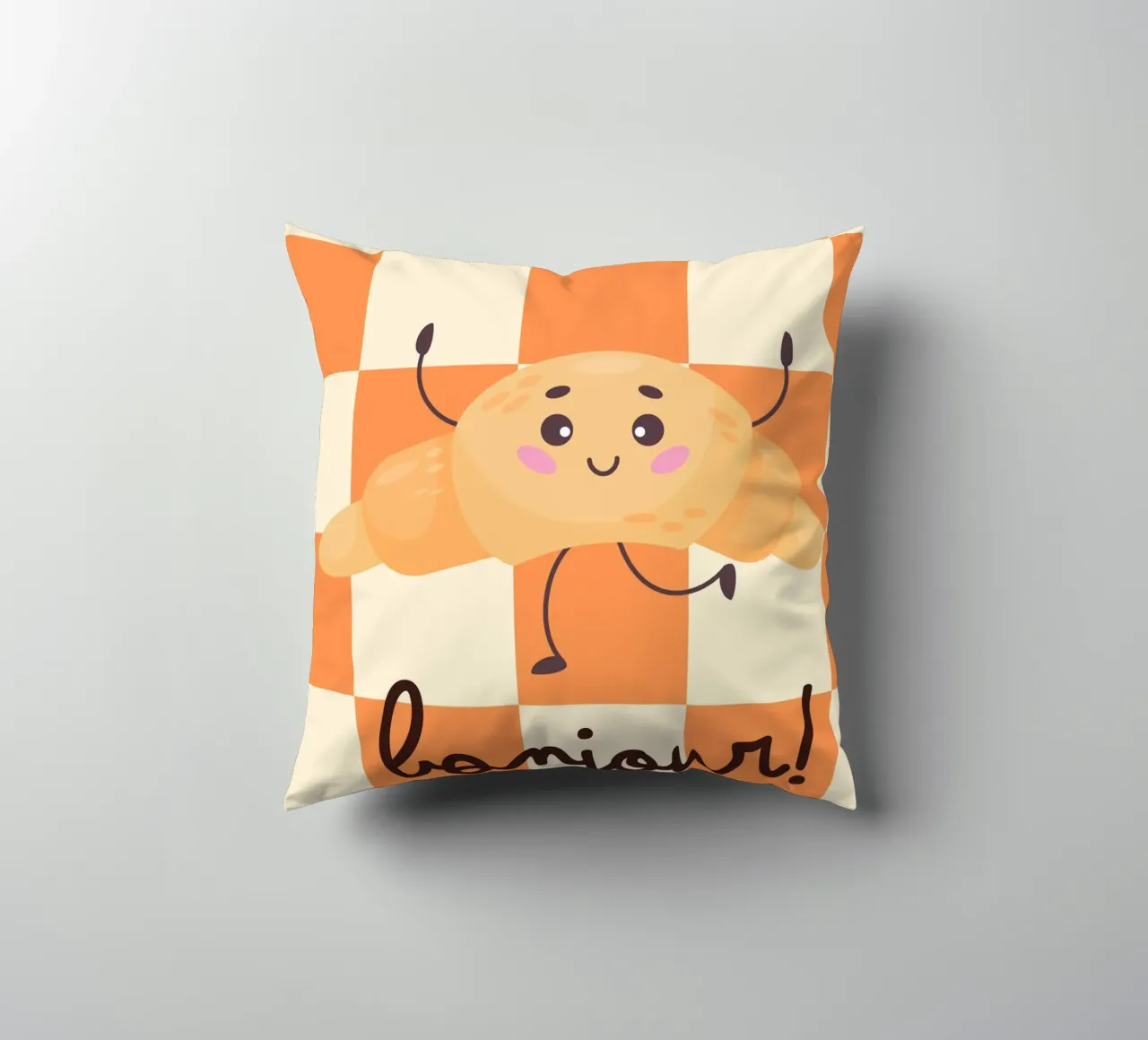 Bonjour Croissant Print – Cute, Cozy & Fun cuscino da PrintCessStudio