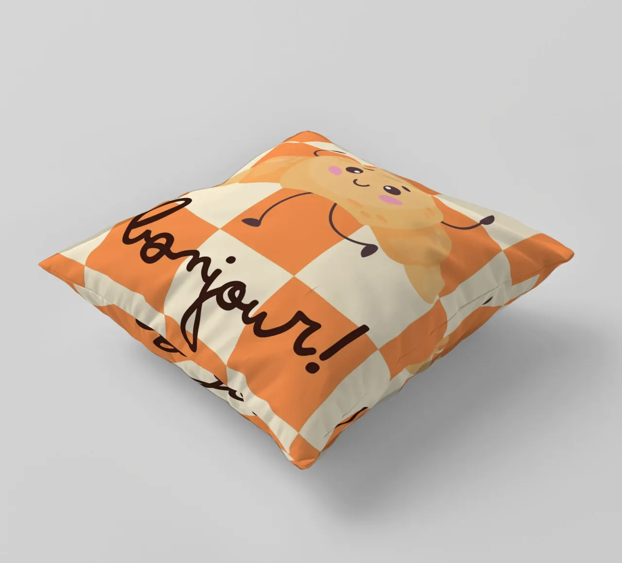 Bonjour Croissant Print – Cute, Cozy & Fun cuscino da PrintCessStudio