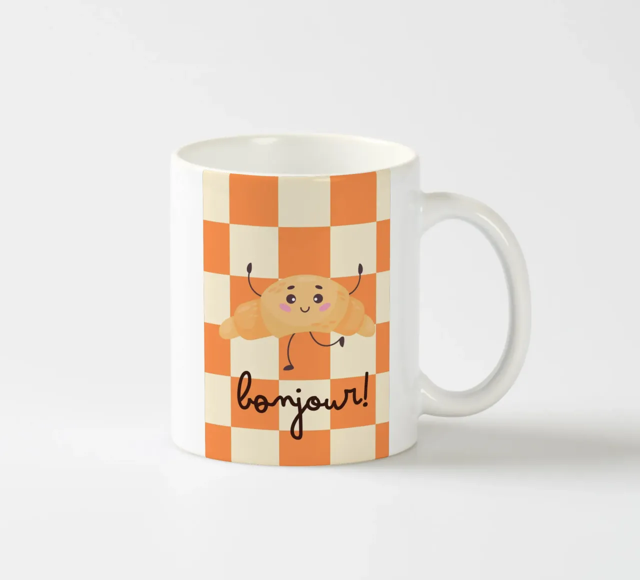 Bonjour Croissant Print – Cute, Cozy & Fun tazza in ceramica da PrintCessStudio