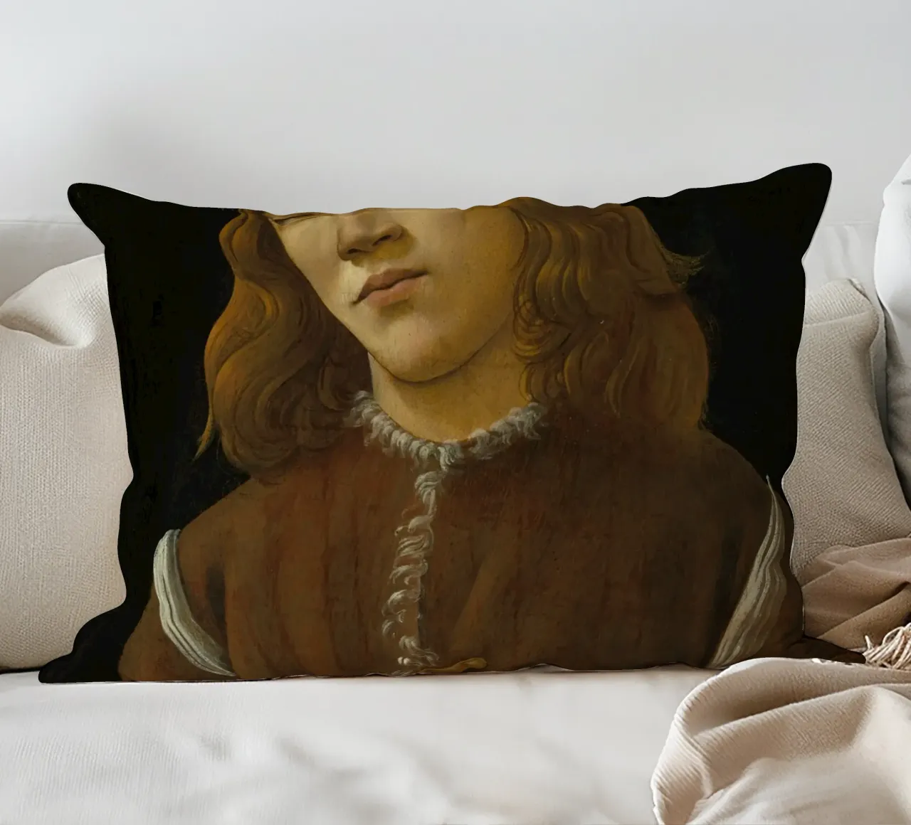 Sandro Botticelli - Ritratto di giovane uomo cuscino da Timeless Artworks