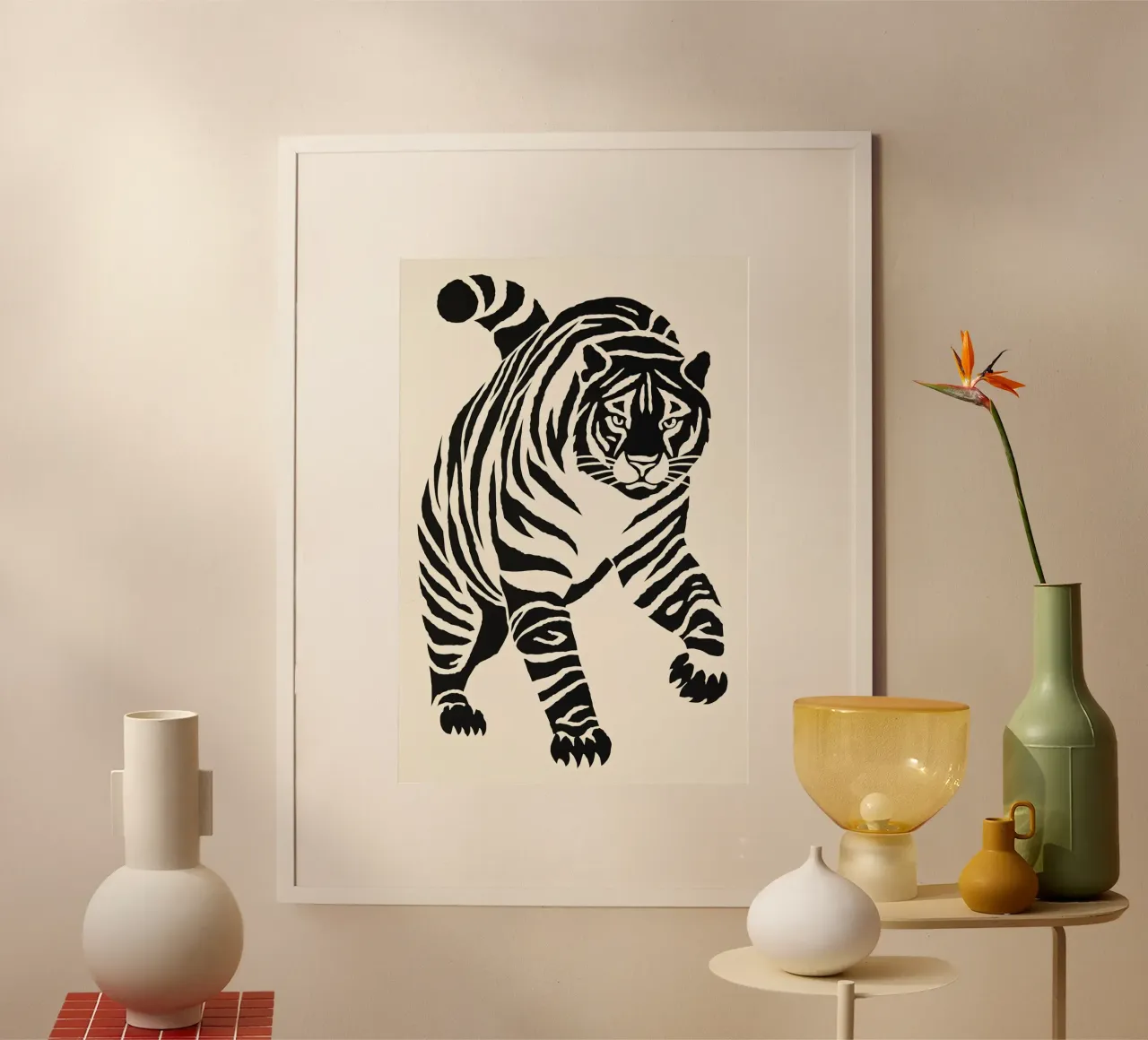 Tigre decorativa in bianco e nero | Stampa poster da Autofocus