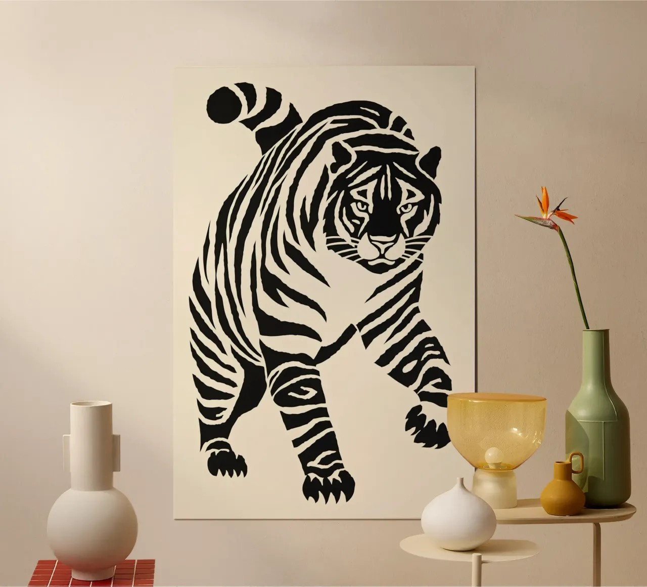 Tigre decorativa in bianco e nero | Stampa poster da Autofocus
