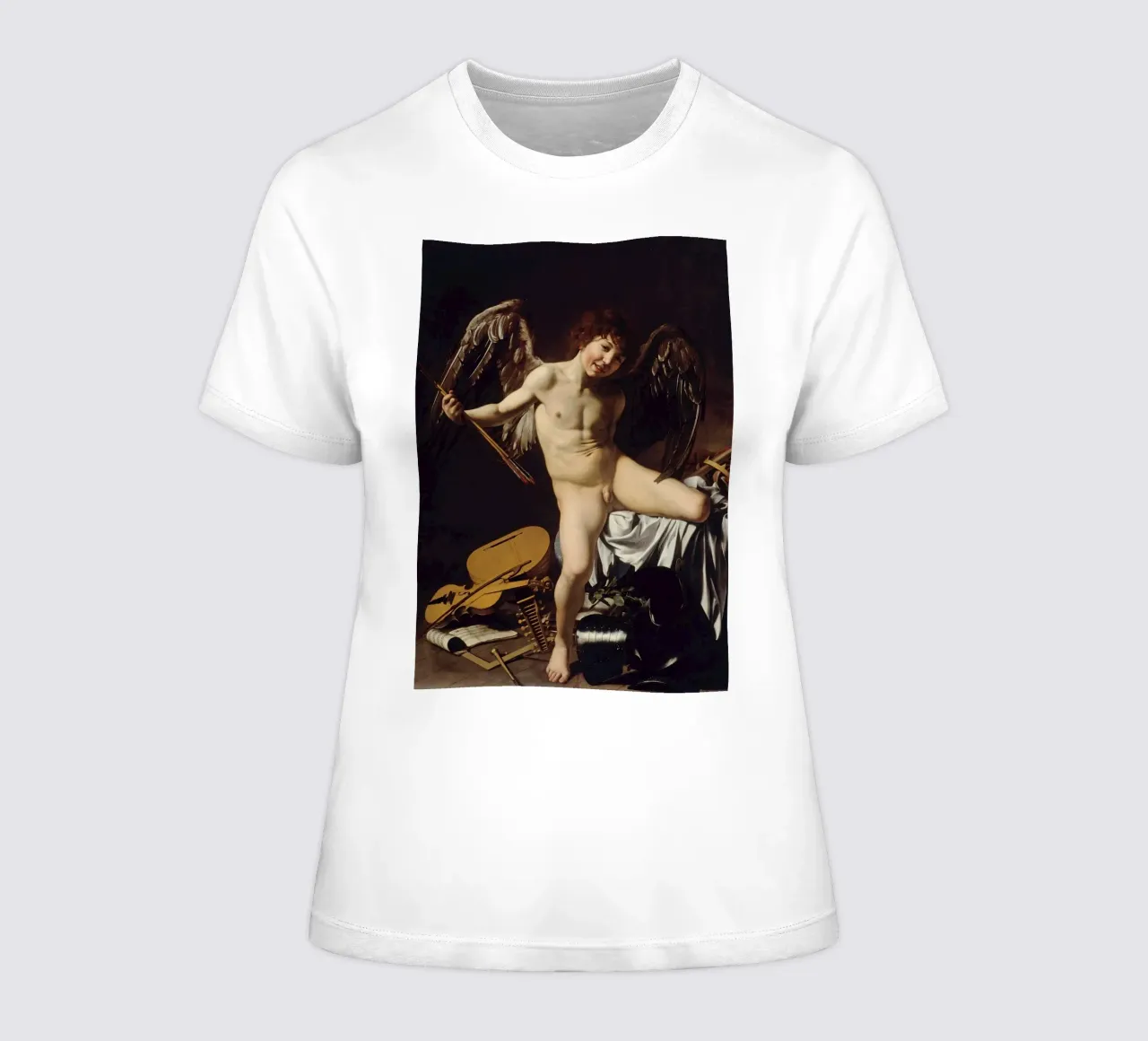 Caravaggio - Cupid as Victor Love Conquers All women's fitted t-shirt by Timeless Artworks