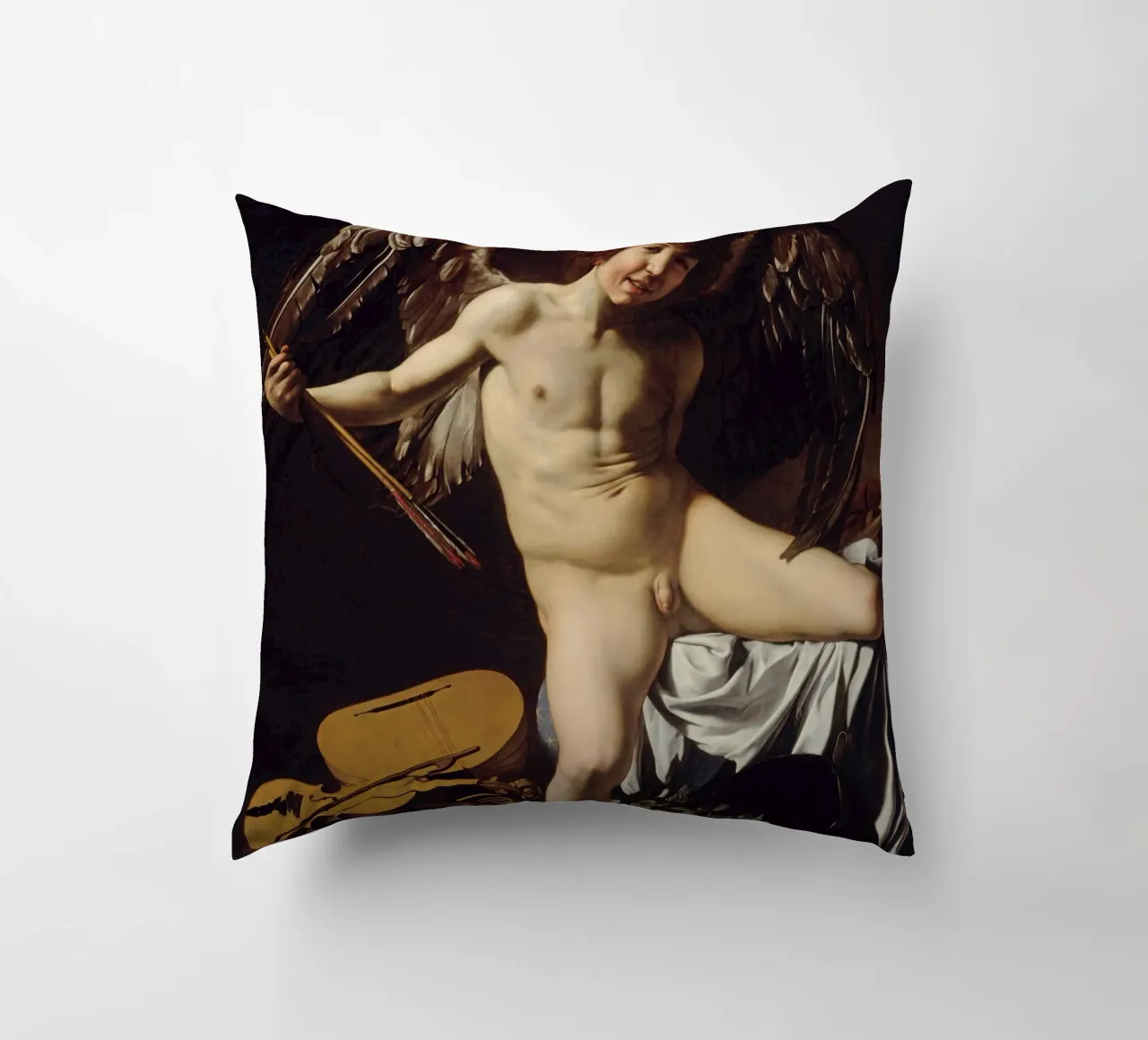 Caravaggio - Cupido come vincitore L'amore vince tutto cuscino da Timeless Artworks