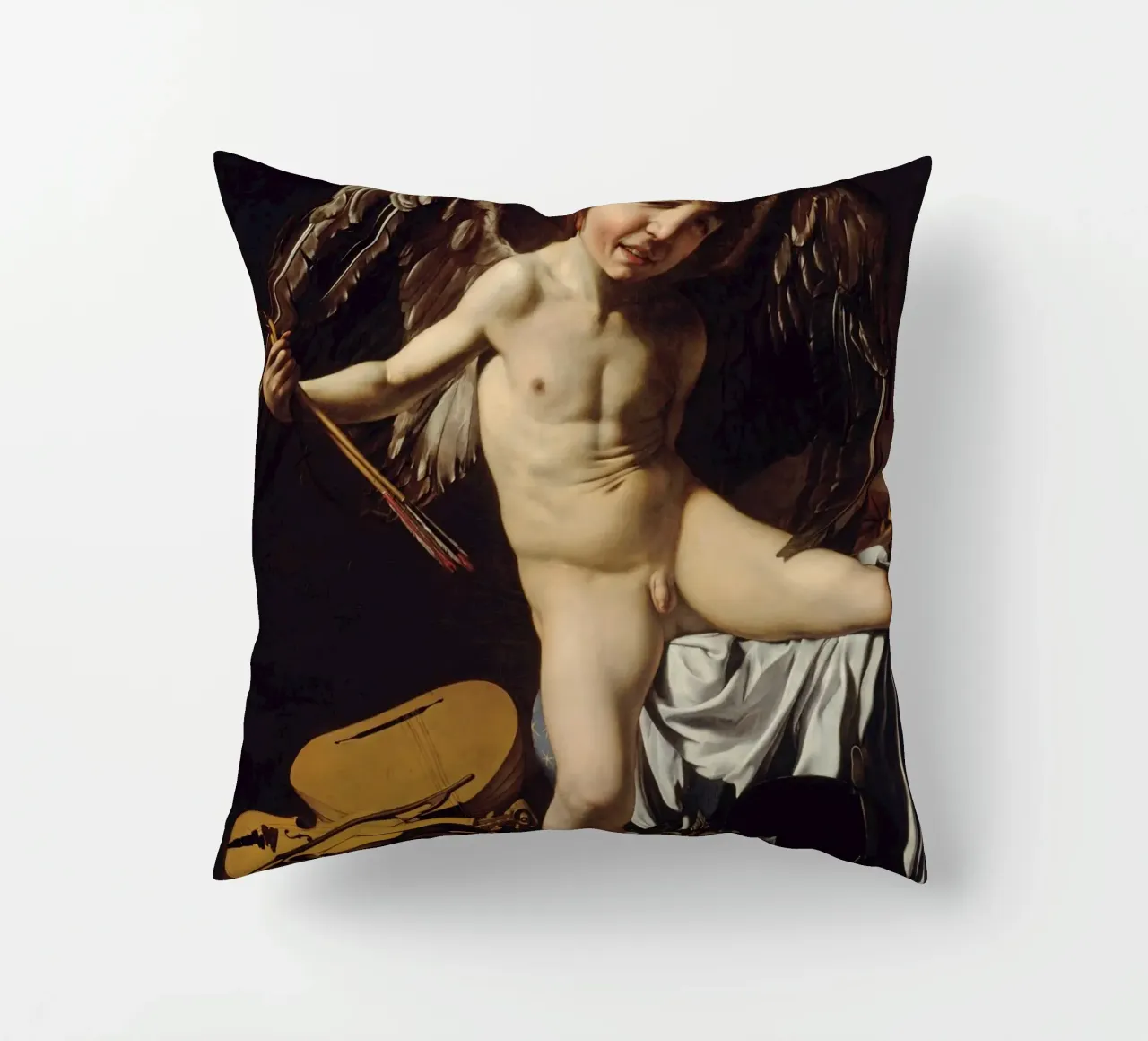 Caravaggio - Cupido come vincitore L'amore vince tutto cuscino da Timeless Artworks