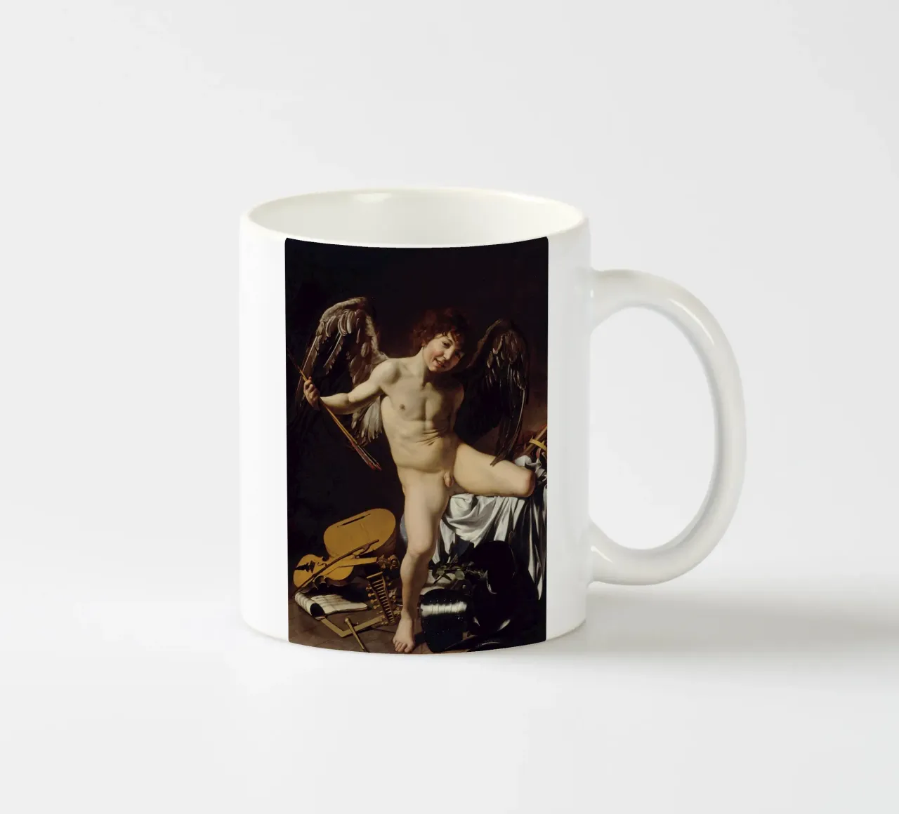 Caravaggio - Cupido come vincitore L'amore vince tutto tazza in ceramica da Timeless Artworks