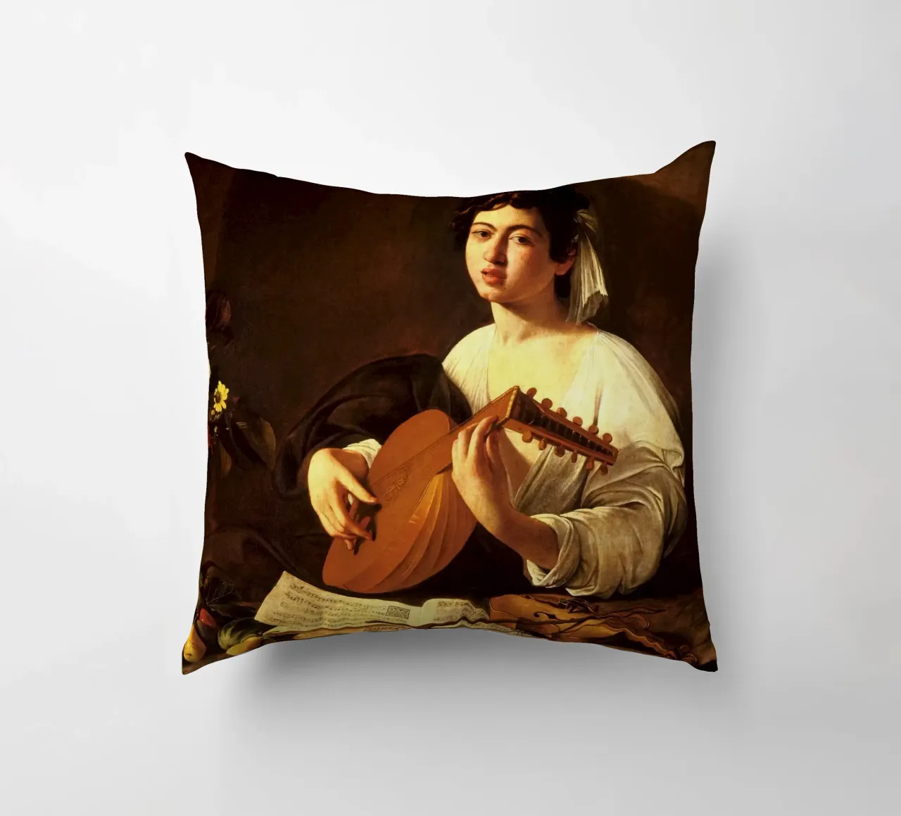 Caravaggio - The Lute Player cuscino da Timeless Artworks