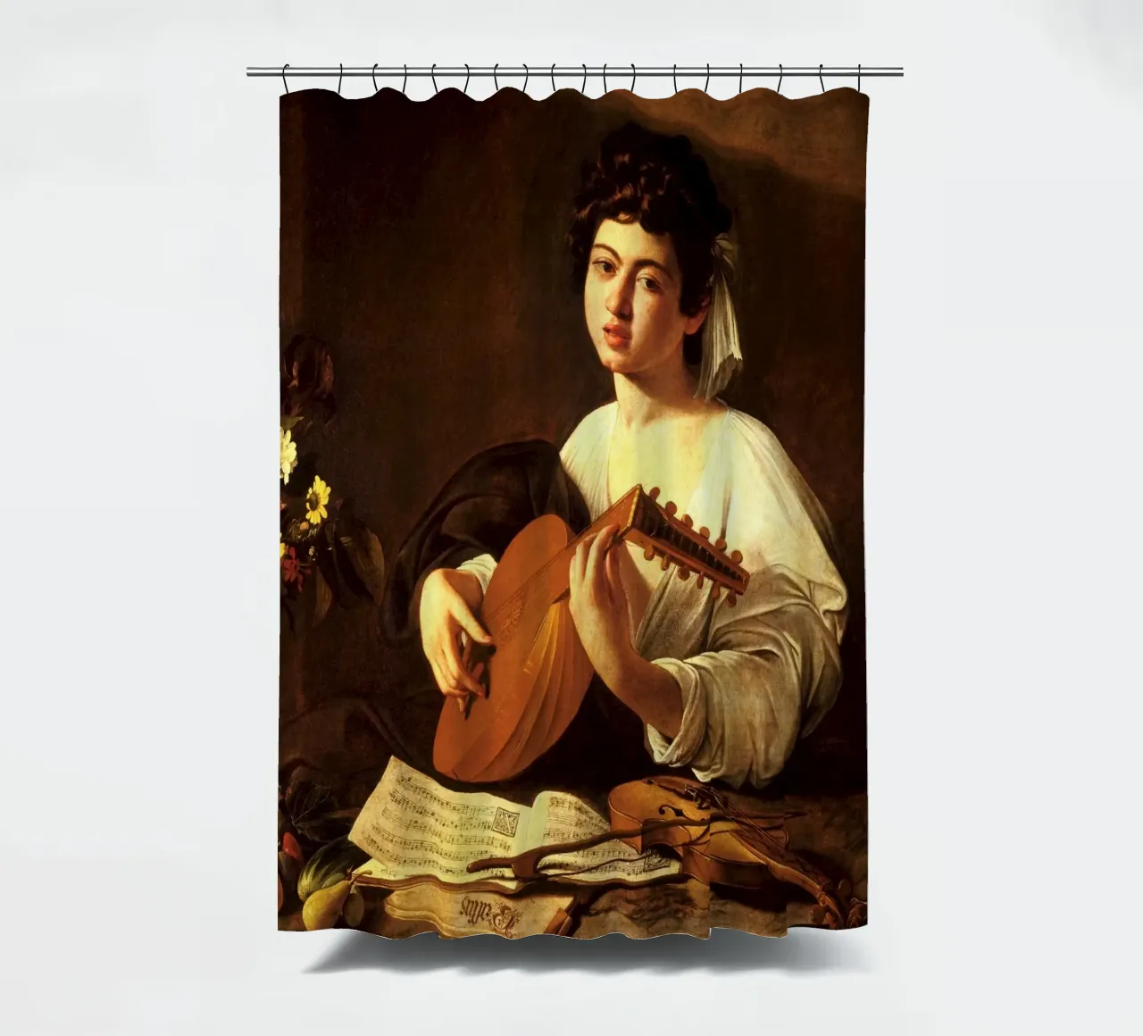 Caravaggio - The Lute Player tenda da doccia da Timeless Artworks