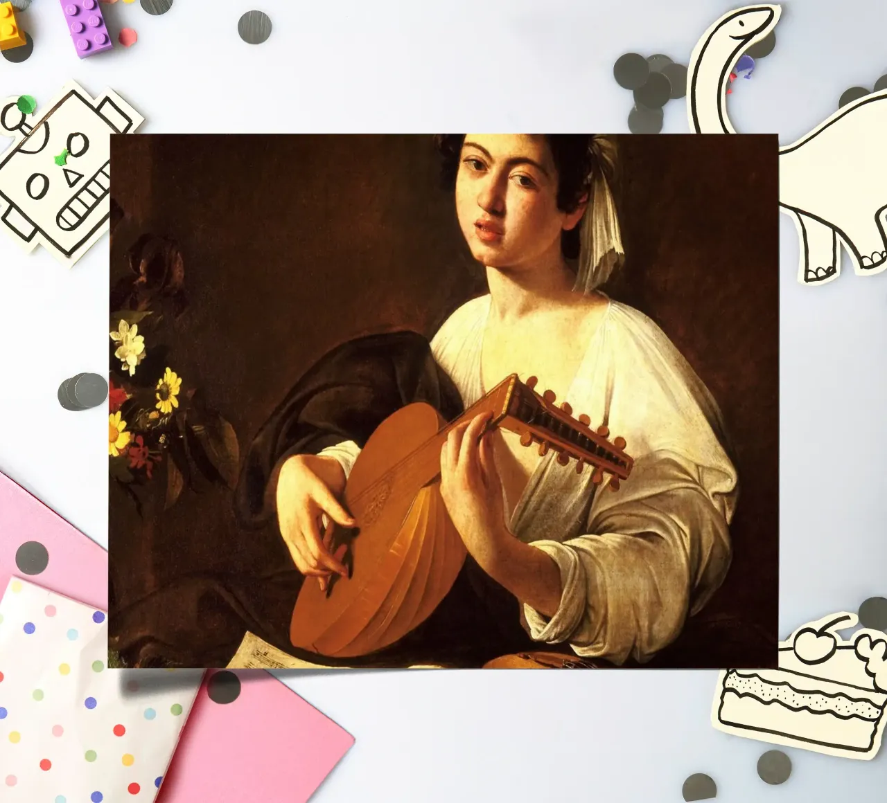 Caravaggio - The Lute Player foglio adesivo da Timeless Artworks
