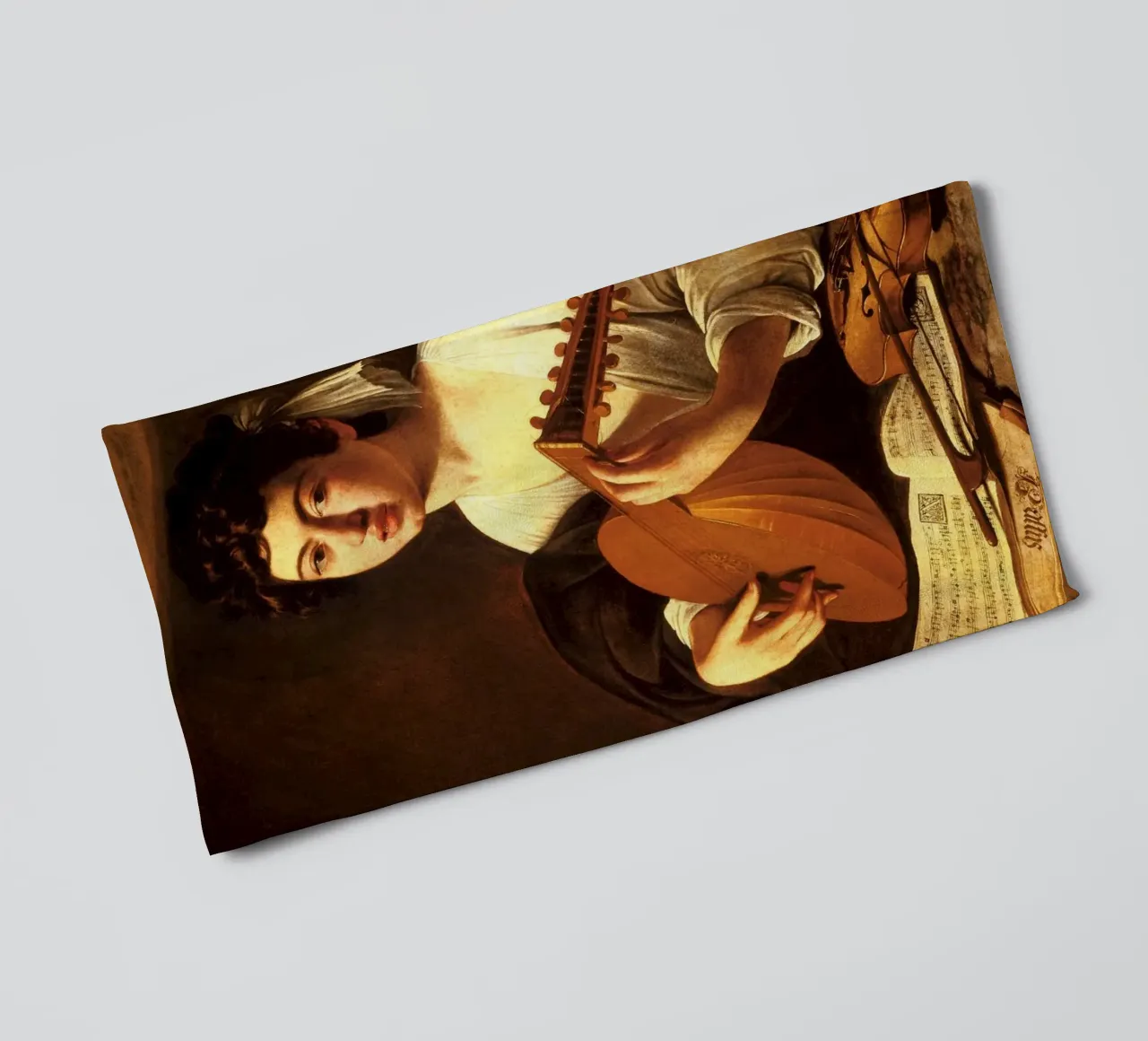 Caravaggio - The Lute Player asciugamano da bagno da Timeless Artworks