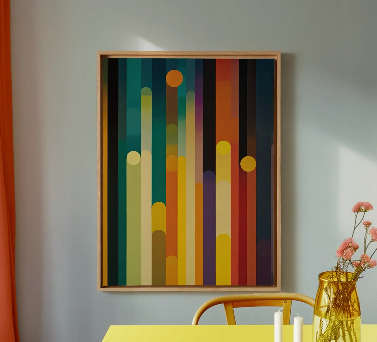 Abstract stadslicht | Bauhaus Symfonie canvas met Baklijst van Autofocus