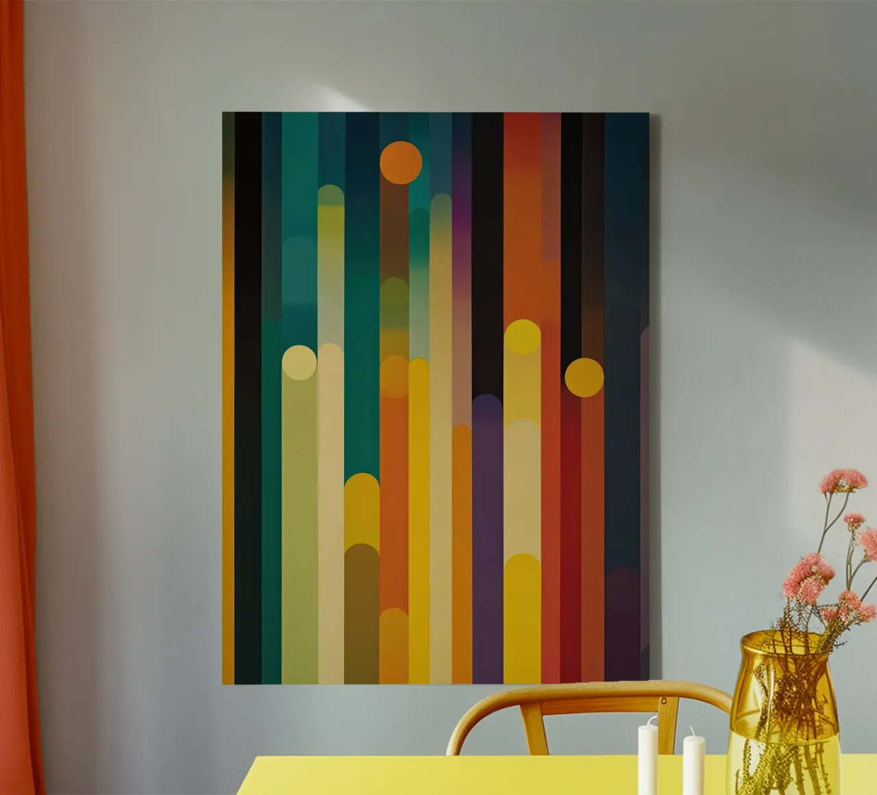 Abstract stadslicht | Bauhaus Symfonie canvas met Baklijst van Autofocus