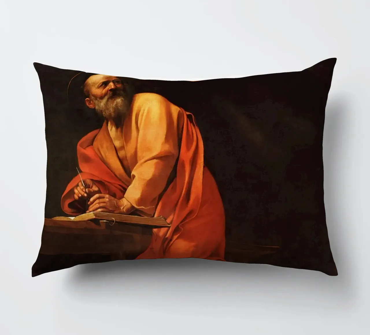 Caravaggio - L'ispirazione di San Matteo cuscino da Timeless Artworks