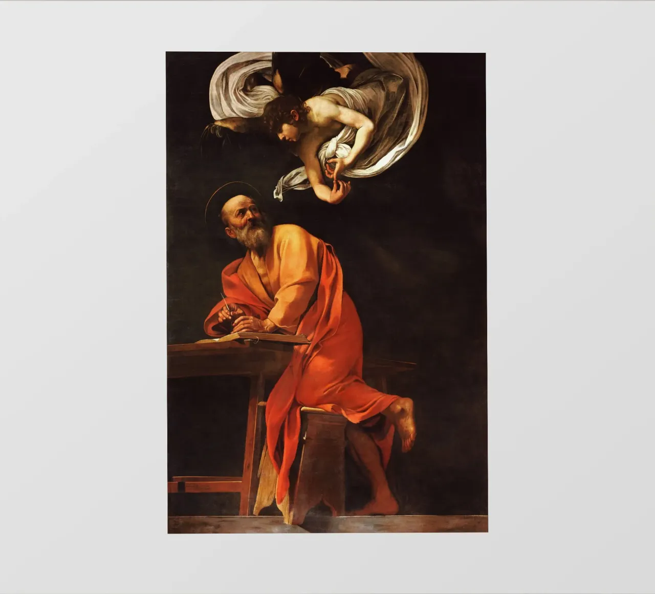 Caravaggio - L'ispirazione di San Matteo telo in pvc da Timeless Artworks
