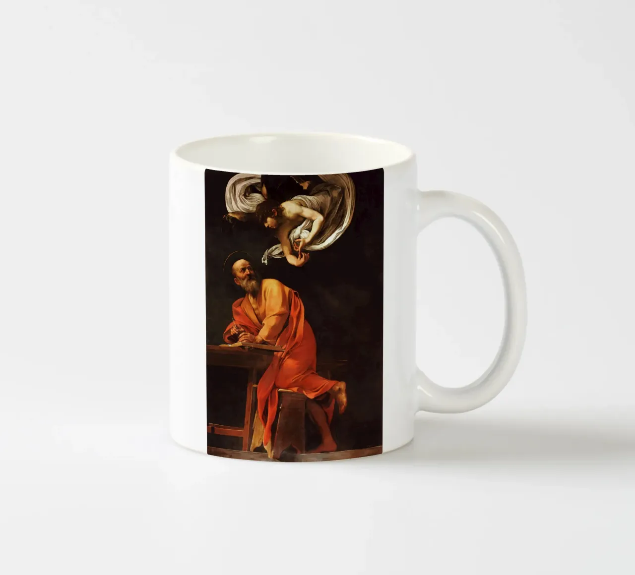Caravaggio - L'ispirazione di San Matteo tazza in ceramica da Timeless Artworks
