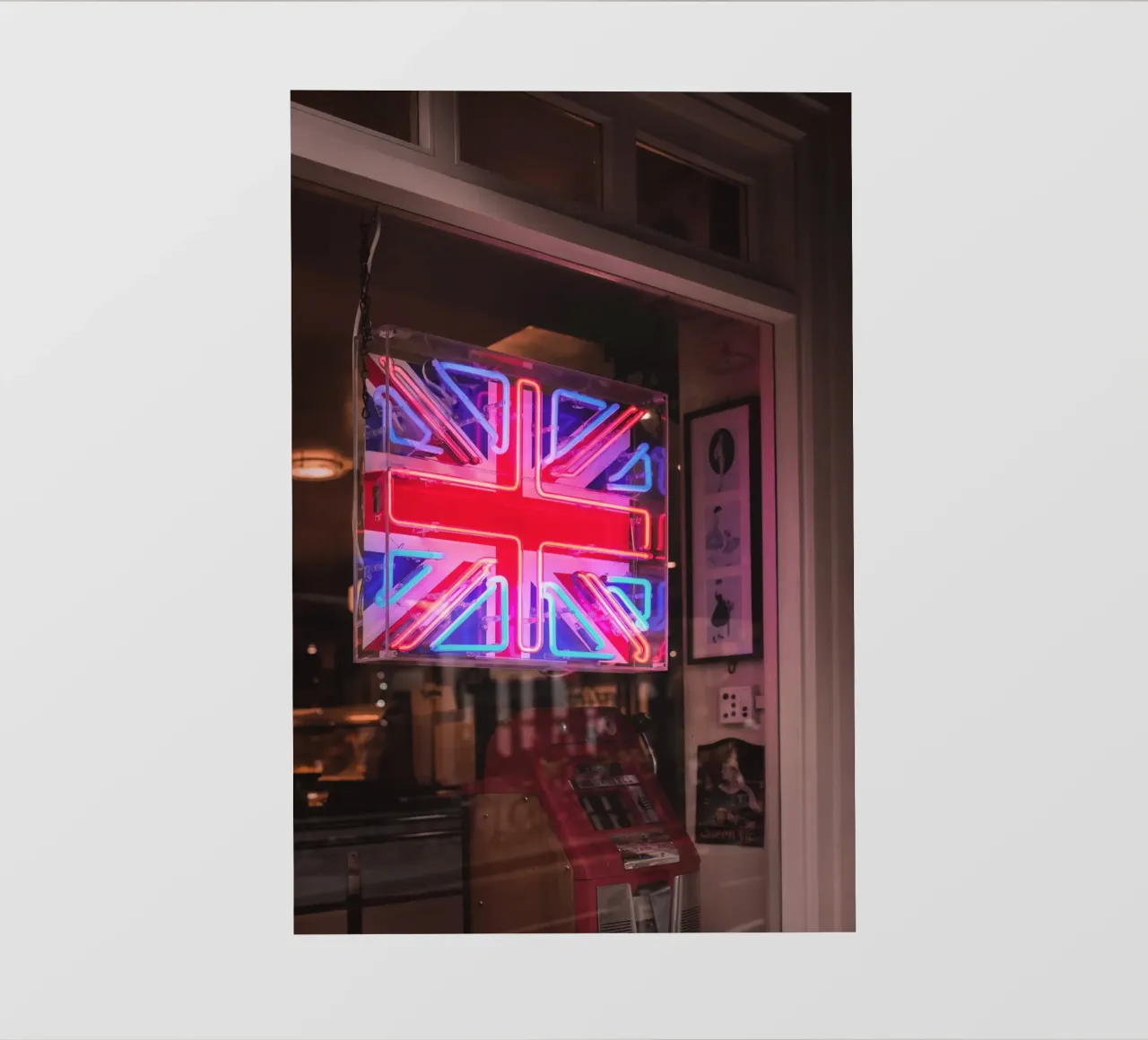 Londra, Inghilterra I Luce al neon della bandiera del Regno Unito telo in pvc da Julie Travel Photography