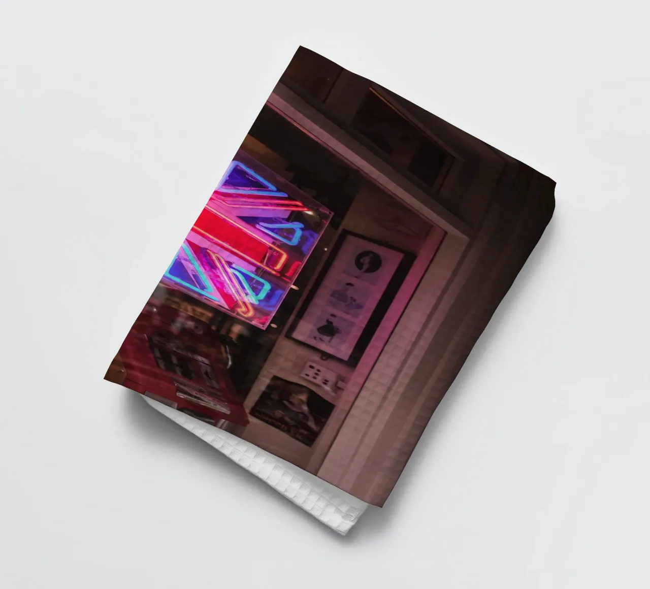 Londra, Inghilterra I Luce al neon della bandiera del Regno Unito canovaccio da cucina da Julie Travel Photography