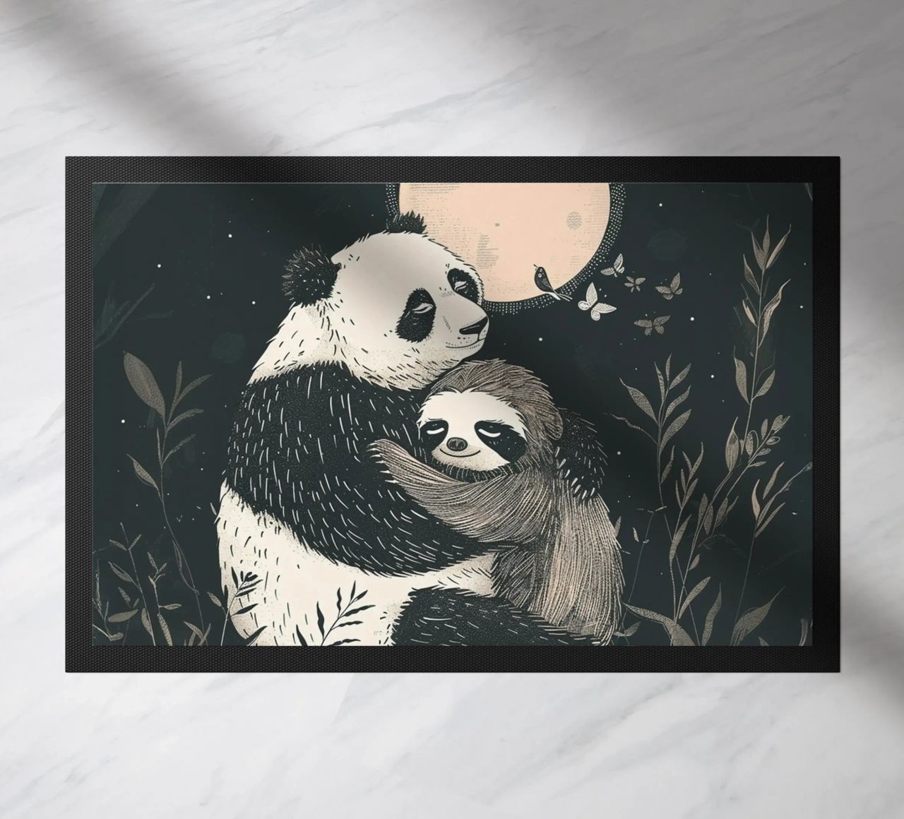 Stampa dell'abbraccio del bradipo panda zerbino da Cat Grafic Design