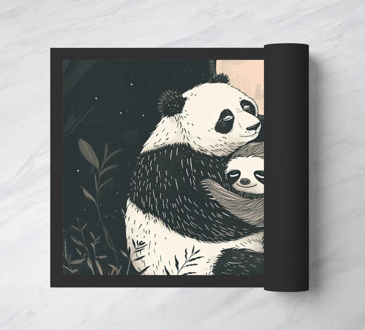Stampa dell'abbraccio del bradipo panda zerbino da Cat Grafic Design