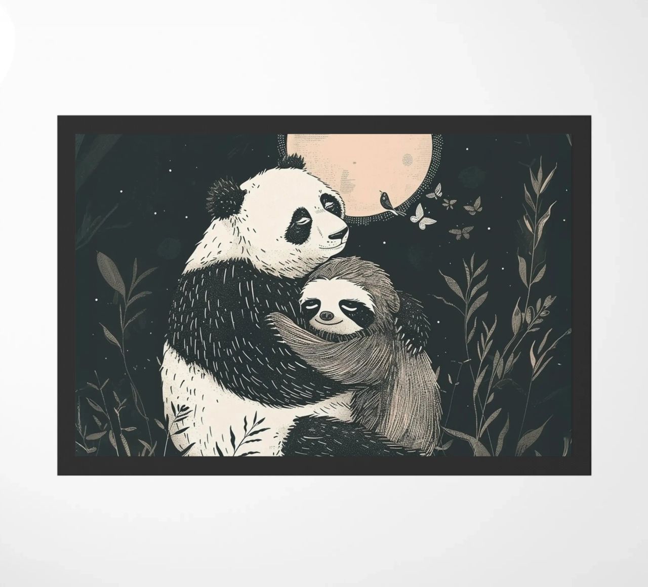 Stampa dell'abbraccio del bradipo panda zerbino da Cat Grafic Design