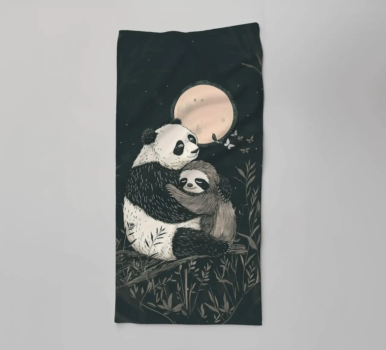 Panda Faultier Umarmung Print Handtuch von Cat Grafic Design