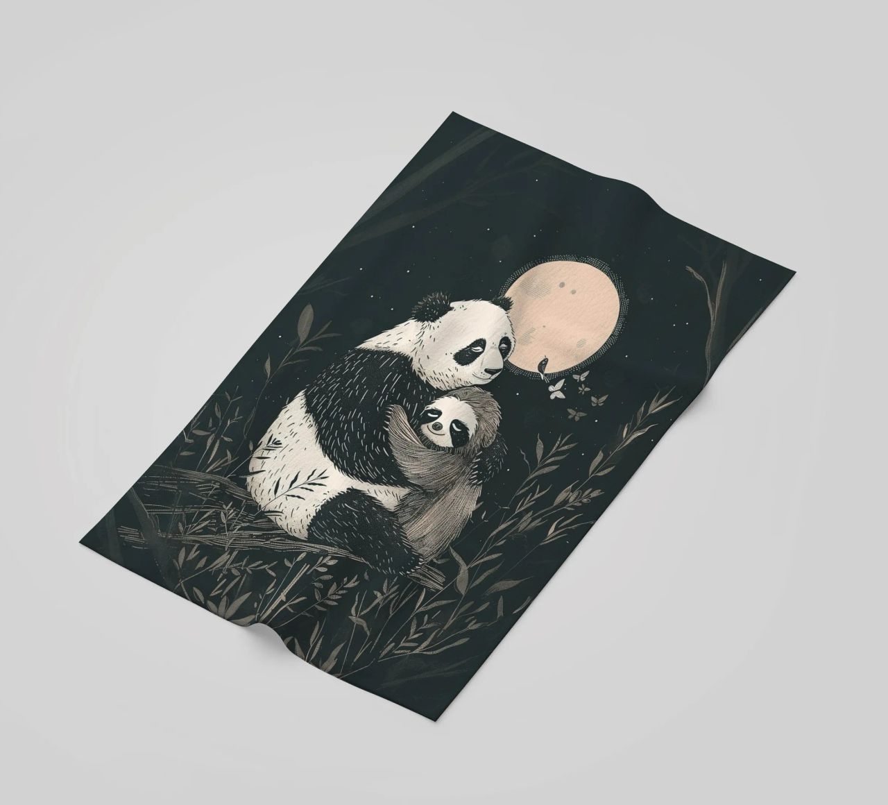 Stampa dell'abbraccio del bradipo panda telo mare da Cat Grafic Design