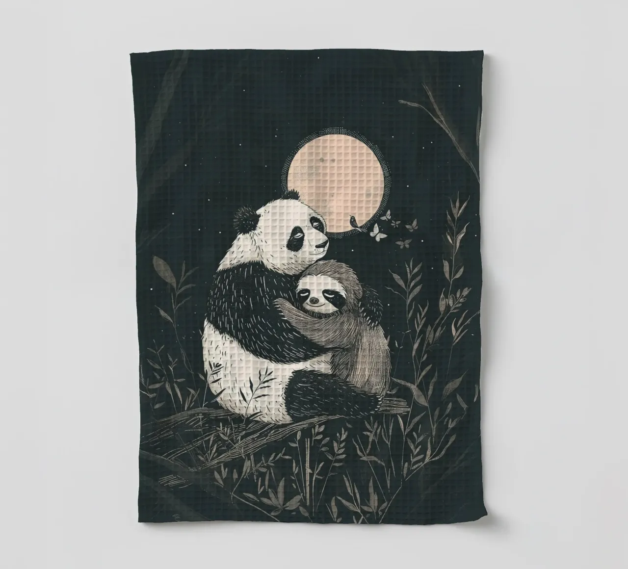 Panda Faultier Umarmung Print Geschirrtuch von Cat Grafic Design